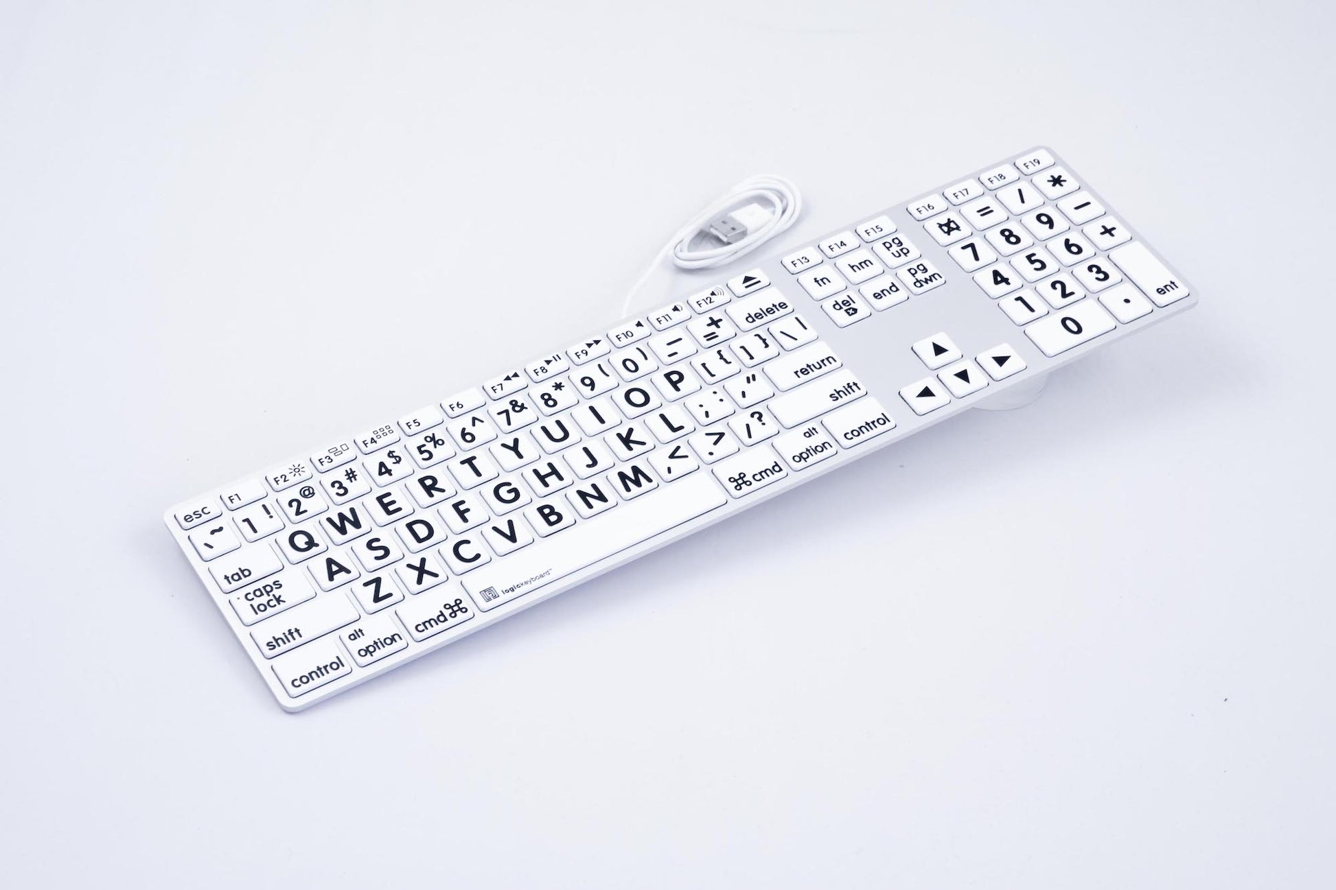 Large Print Black on White Apple Aluminum Keyboard