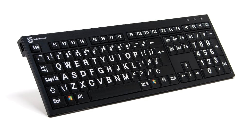 Large Print White on Black NERO Keyboard w/ Logiclight