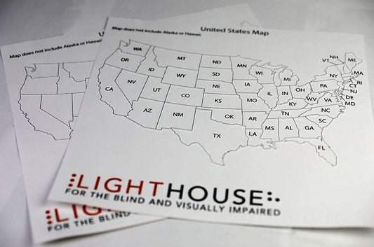 Braille Maps - USA (set of two, labeled and unlabeled)