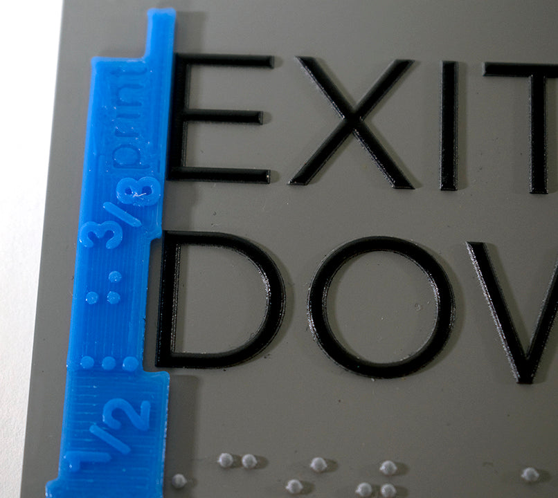 Sign template displaying appropriate size of raised text..