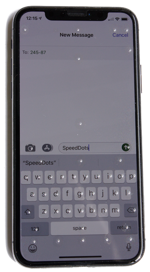 Speed Dots for iPhone - Standard Tactile Screen Protector with dots on each key on the iphone typing keyboard