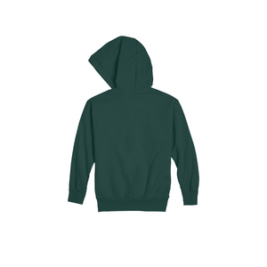 Zip hoodie. Forest green. Back view.