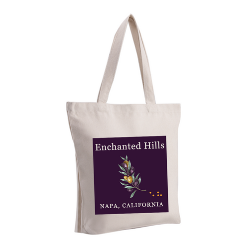 Beige canvas tote with EHN logo.