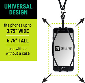 Fits phones up to 3.75" wide and 6.75" tall. use with or without a case