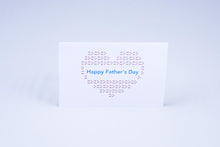 Load image into Gallery viewer, Happy Father&#39;s day heart card, with a heart made out of X&#39;s and O&#39;s.