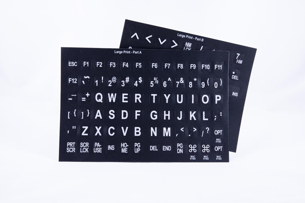 Large Print/Braille Computer Keyboard Labels (White on Black)