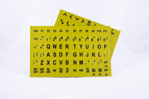 Large Print/Braille Computer Keyboard Labels (Black on Yellow)