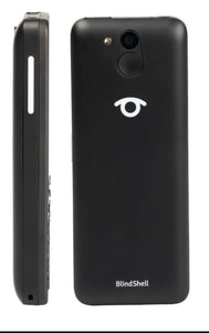 BlindShell Classic 2 Talking Cell Phone- Black - side and back view