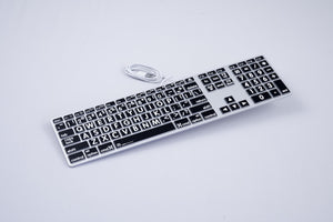 Large Print White On Black Apple Aluminum Keyboard