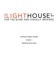 Unified English Braille (UEB), Grade 1, Reading Exercises textbook