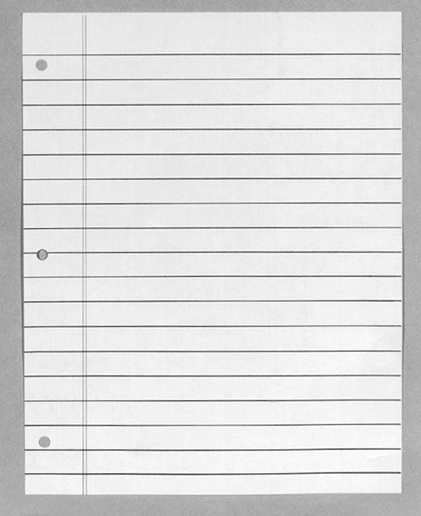 notebook paper with holes